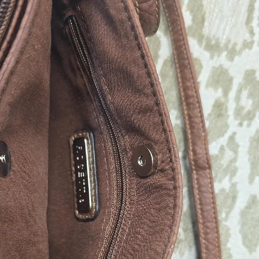 Rosetti Brown Crossbody Bag with Textured Finish and Sleek Design